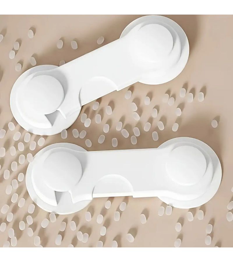 5 Pcs White Heavy Duty Safety Locks Adhesive Install with Key and Code for Cabinets Refrigerators - Image 5