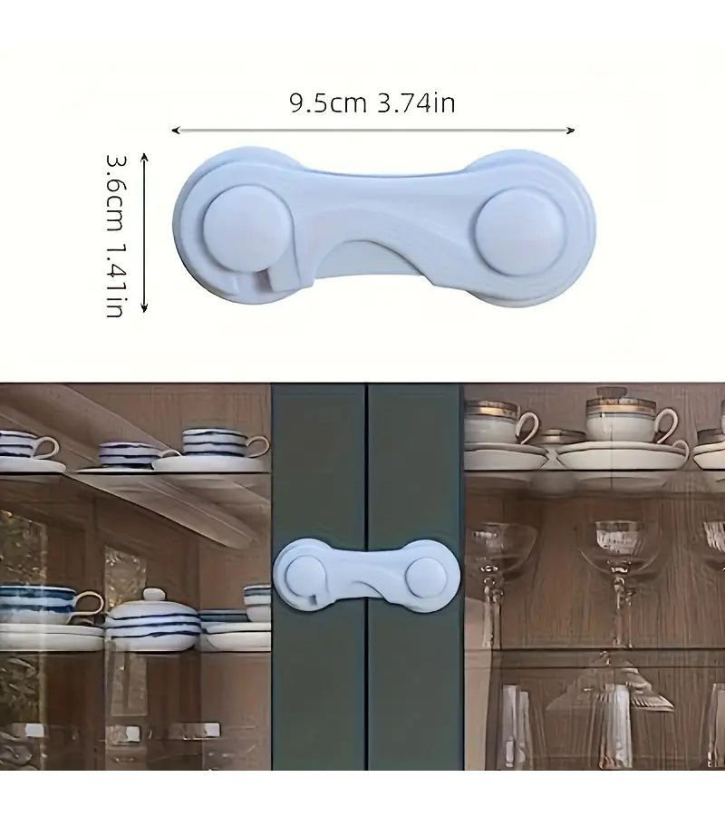5 Pcs White Heavy Duty Safety Locks Adhesive Install with Key and Code for Cabinets Refrigerators - Image 2