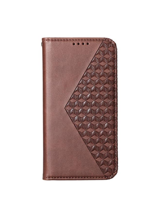 S-TOP Case For Realme GT 6 Global Cubic Grid Calf Texture Magnetic Leather Phone Case - Image 2