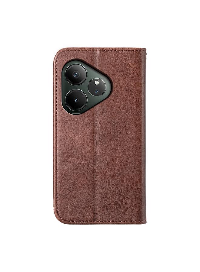 S-TOP Case For Realme GT 6 Global Cubic Grid Calf Texture Magnetic Leather Phone Case - Image 3