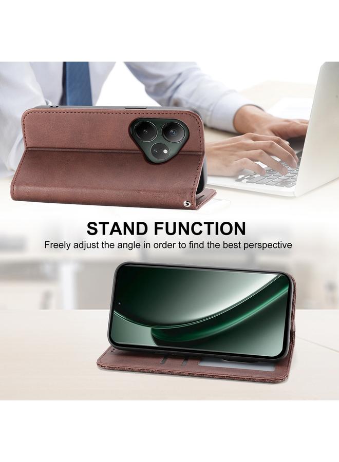 S-TOP Case For Realme GT 6 Global Cubic Grid Calf Texture Magnetic Leather Phone Case - Image 5