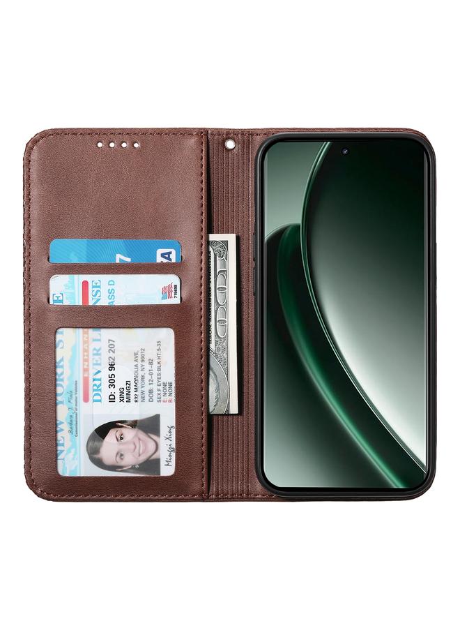 S-TOP Case For Realme GT 6 Global Cubic Grid Calf Texture Magnetic Leather Phone Case - Image 4