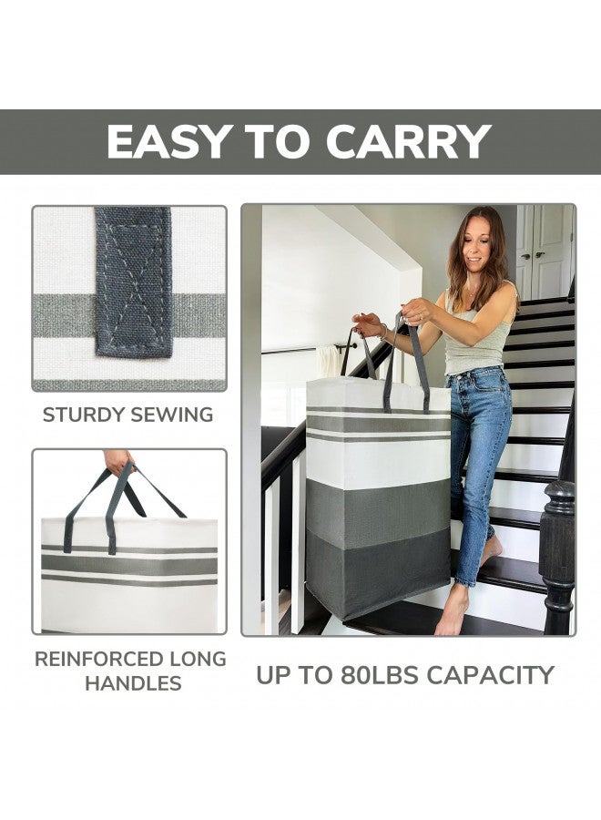 Goodpick Goodpick Dirty Clothes Hamper, 2-Pack 90L Big Laundry Baskets with Handles, Collapsible Laundry Hampers for Bedroom, Extra Large Hamper Basket Bin for Living Room, Grey - Image 5