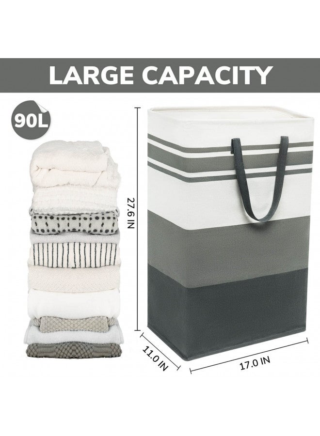 Goodpick Goodpick Dirty Clothes Hamper, 2-Pack 90L Big Laundry Baskets with Handles, Collapsible Laundry Hampers for Bedroom, Extra Large Hamper Basket Bin for Living Room, Grey - Image 3