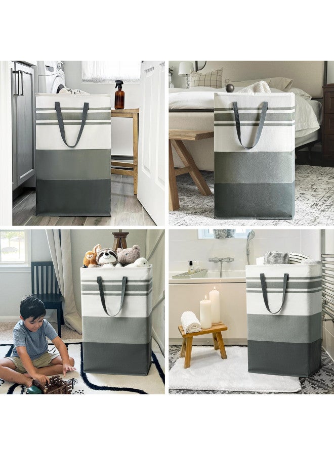 Goodpick Goodpick Dirty Clothes Hamper, 2-Pack 90L Big Laundry Baskets with Handles, Collapsible Laundry Hampers for Bedroom, Extra Large Hamper Basket Bin for Living Room, Grey - Image 2