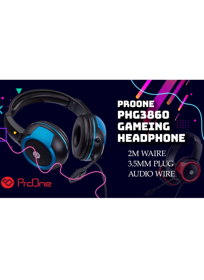 ProOne - ProOne PHG3860 Gaming Headset - Memory Foam Cushion - for PC, Mac, PS4, PS5, Switch, Xbox One, Xbox Series X|S, Mobile - 3.5mm Audio Jack - Lightweight 255g - ABS+PP Material - Image 1