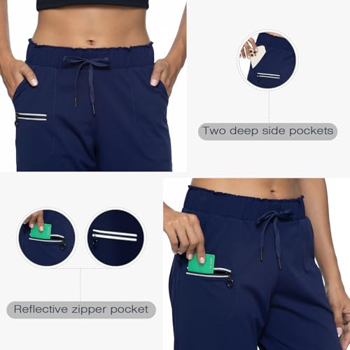 Haowind Joggers for Women with Pockets Elastic Waist Workout Sport Gym Pants Comfy Lounge Yoga Running Pants(Navy Blue M) - Image 5