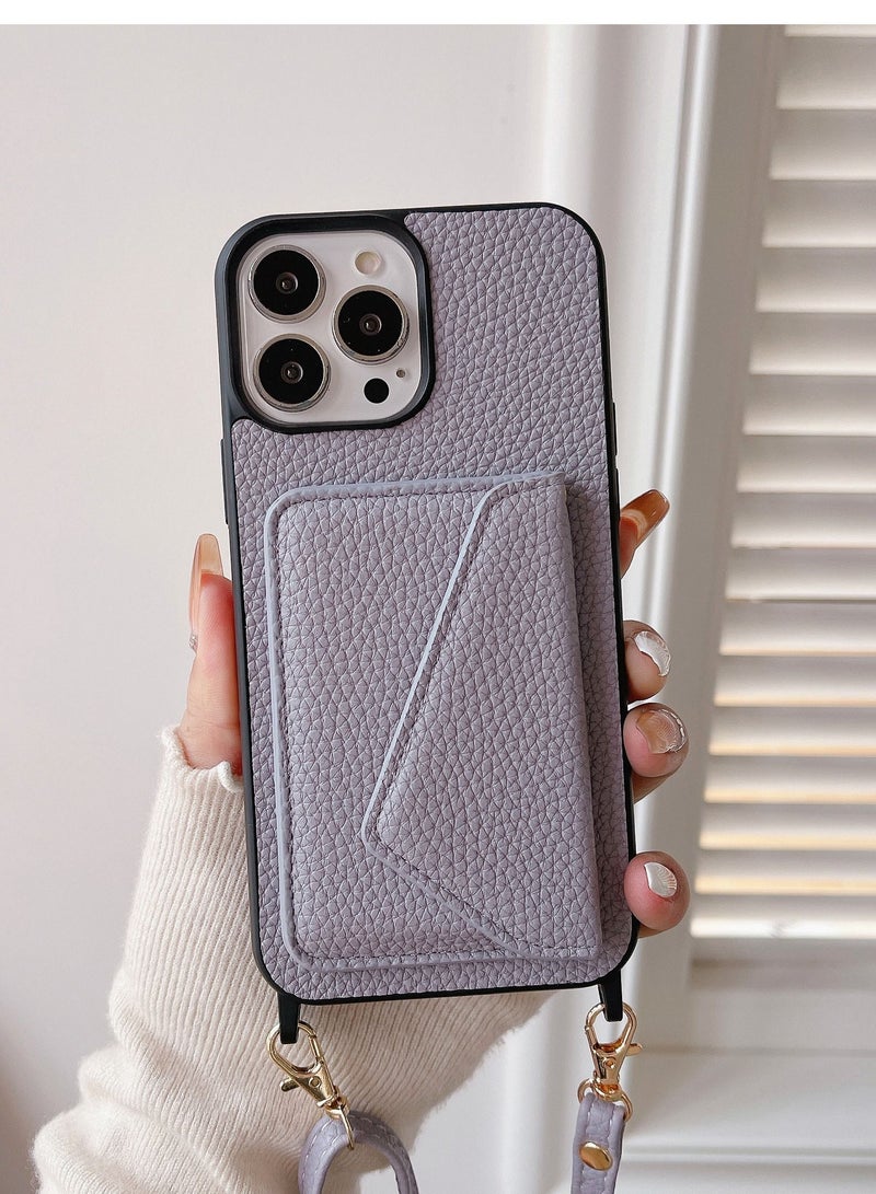 Suteni Crossbody Strap Back Cover Card Slots Leather Phone Case for iPhone - Image 1