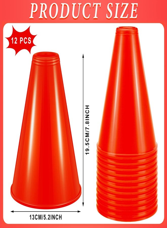 Woanger 12 Pieces Cheer Megaphone for Party Favors Sports Cheers Party Noisemaker DIY Plastic Megaphone for Sports Match Game Outdoor Activities(Red) - Image 2