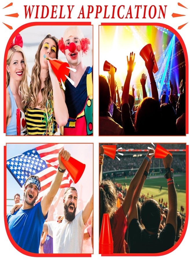 Woanger 12 Pieces Cheer Megaphone for Party Favors Sports Cheers Party Noisemaker DIY Plastic Megaphone for Sports Match Game Outdoor Activities(Red) - Image 4