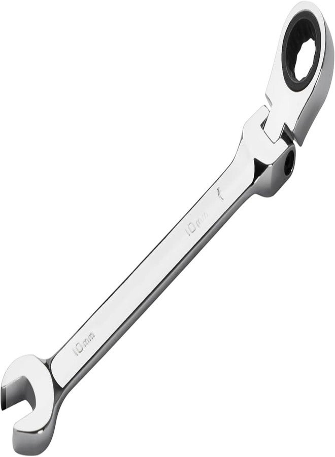 RECTITUDE 10 mm Flexible Head Gear Wrench, Industrial Grade Ratcheting Combination Spanner, Forged, Heat-Treated Cr-V Alloy Steel, Full Polished 12 Point, Metric, Wrench Tools, For Professional Use - Image 1