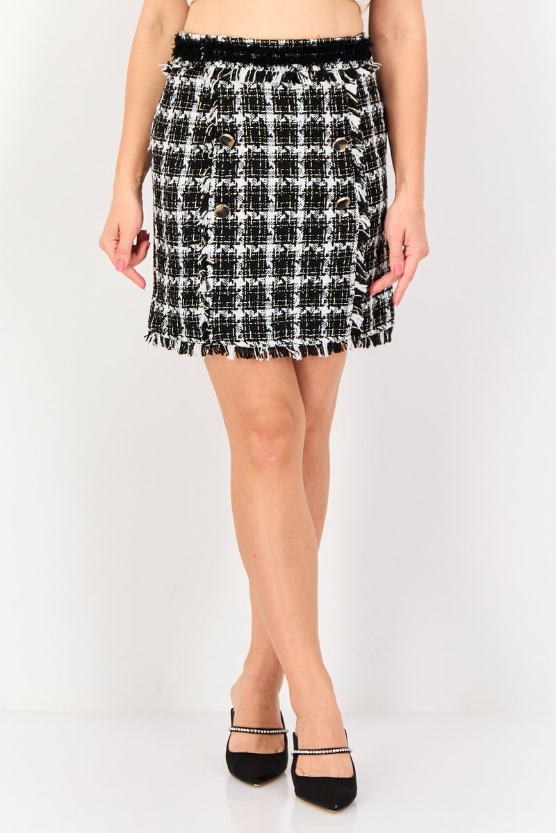 Selected Femme Women Textured Mini Skirts, Multicolor - Image 1