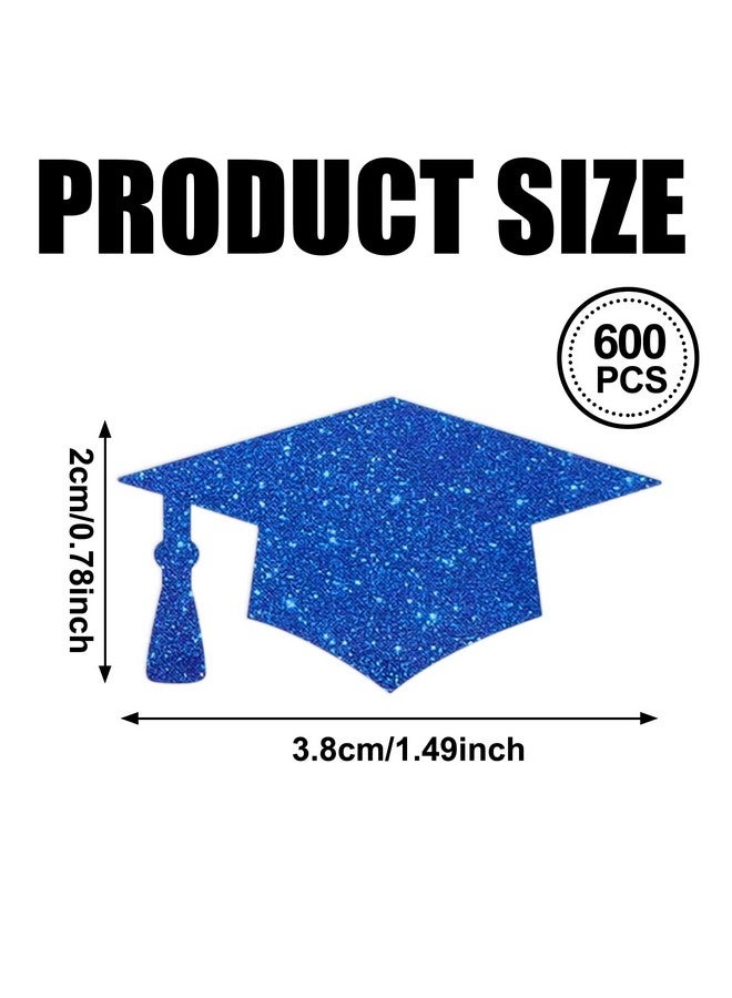 Whaline 600Pcs Blue Graduation Cap Stickers Laser Silver Graduation Hat Sealing Labels Grad Party Favor Selfadhesive Stickers For College High School Graduation Party Supplies 1.5X0.8 Inch - Image 2
