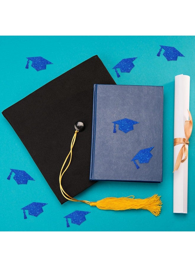Whaline 600Pcs Blue Graduation Cap Stickers Laser Silver Graduation Hat Sealing Labels Grad Party Favor Selfadhesive Stickers For College High School Graduation Party Supplies 1.5X0.8 Inch - Image 5