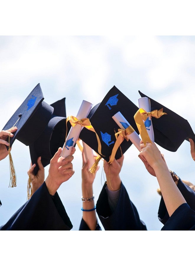 Whaline 600Pcs Blue Graduation Cap Stickers Laser Silver Graduation Hat Sealing Labels Grad Party Favor Selfadhesive Stickers For College High School Graduation Party Supplies 1.5X0.8 Inch - Image 3