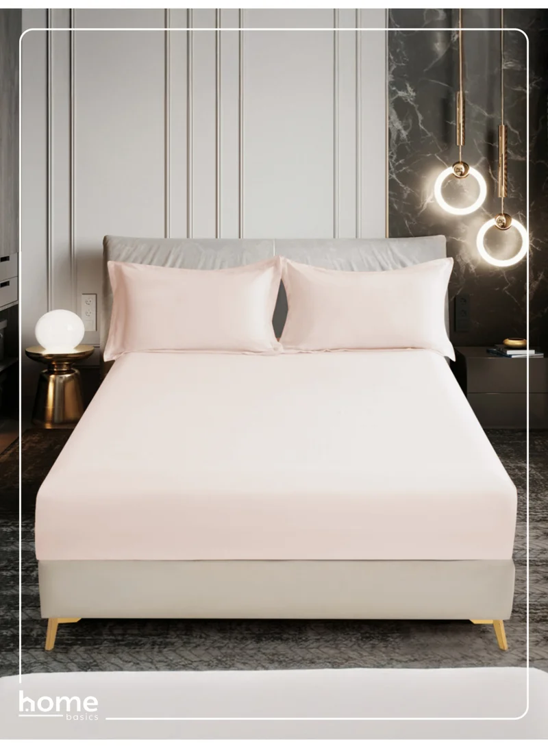 Donetella Bedding Fitted Sheet - Fits 180x200 Cm For King Bed - 3 Pcs (1 Fitted Sheet and 2 Pillowcases) - 35 Cm Deep Pocket - Solid Bed Sheet