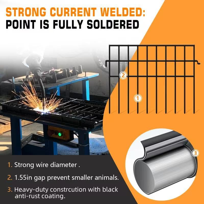 KYATE 45.33ft(L) X 13in(H) Animal Barrier Fence No Dig, 32 Panels Rabbit Fences for Garden, Dog Digging Ground Defense Border Small Metal Fencing Under Barriers Blocker, Flower Bed, Patio - Image 3
