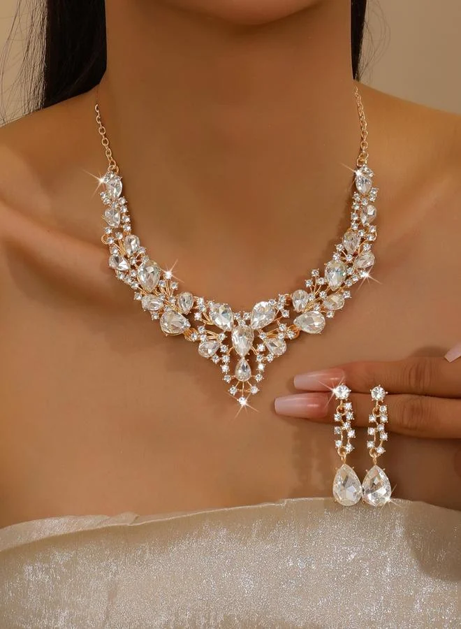 Take Two 2-Piece Embellished Rhinestone Necklace and Earrings Jewelry Set