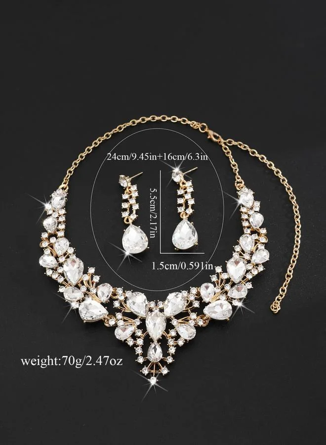 Take Two  2-Piece Embellished Rhinestone Necklace and Earrings Jewelry Set for Women | Best Price UAE