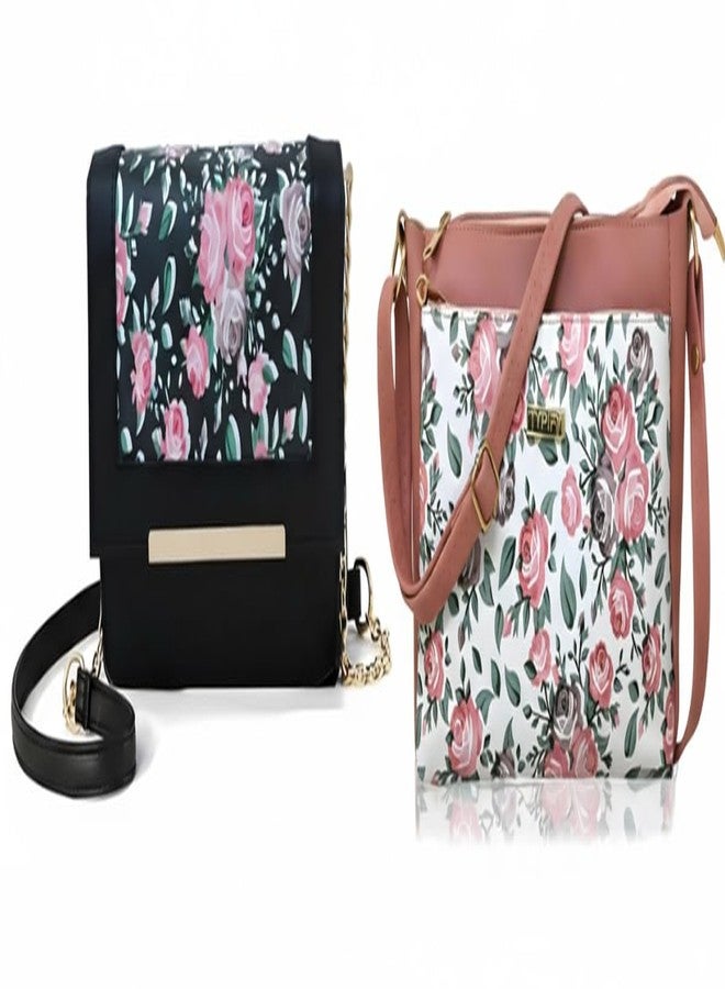 TYPIFY Latest Chic Floral Printed Sling Bag Combo: 2 Stylish Handbags For Women And Girls-Trendy Carry Bags-Set Of 2, Multicolor - Image 1