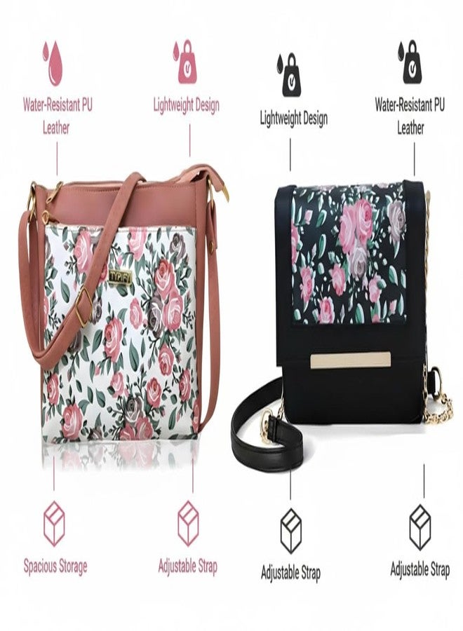 TYPIFY Latest Chic Floral Printed Sling Bag Combo: 2 Stylish Handbags For Women And Girls-Trendy Carry Bags-Set Of 2, Multicolor - Image 4