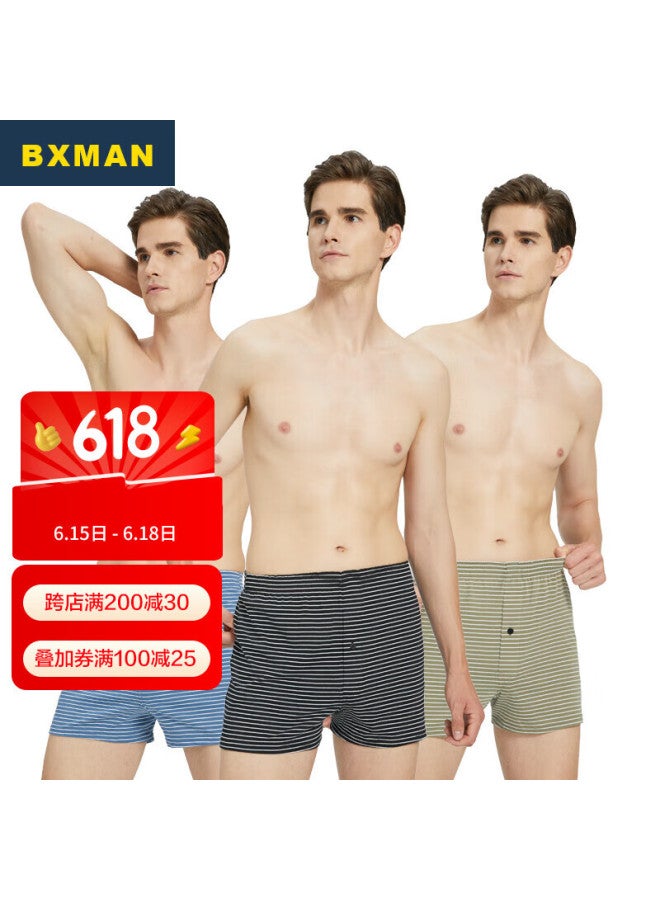 Bxman Men's Loose Cotton Boxer Briefs Knitted Elastic Alro Pants Plus Size 3-pack B91315 185xxl - Image 1