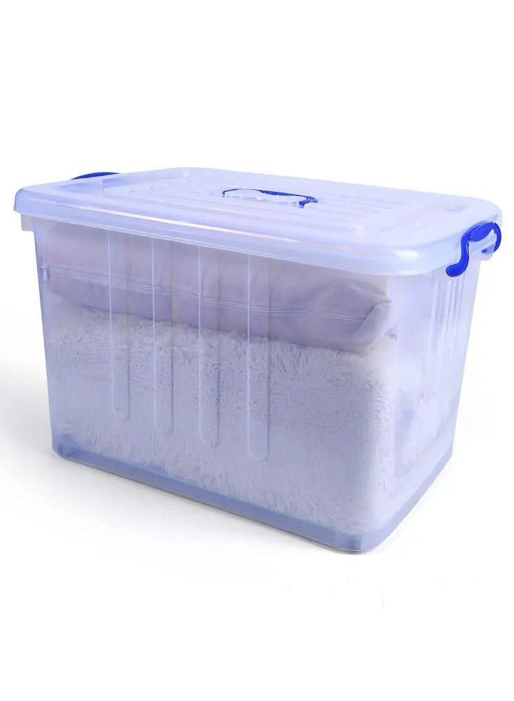 Transparent plastic storage box with lid and handles, green, 160 litres - Image 3