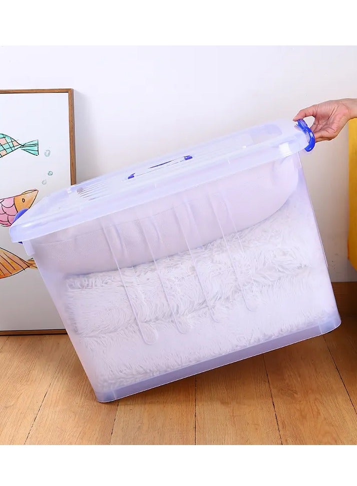 Transparent plastic storage box with lid and handles, green, 160 litres - Image 4