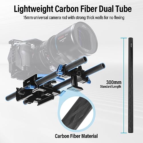 SIRUI Universal Camera 15mm Rod Rail Baseplate with Dual Carbon Fiber Rods, Y-Shaped Lens Bracket, Quick Release Plate and Clamp Set, Rod Rail Base Plate for Tripod, Shoulder Rig, SC-BPS - Image 3