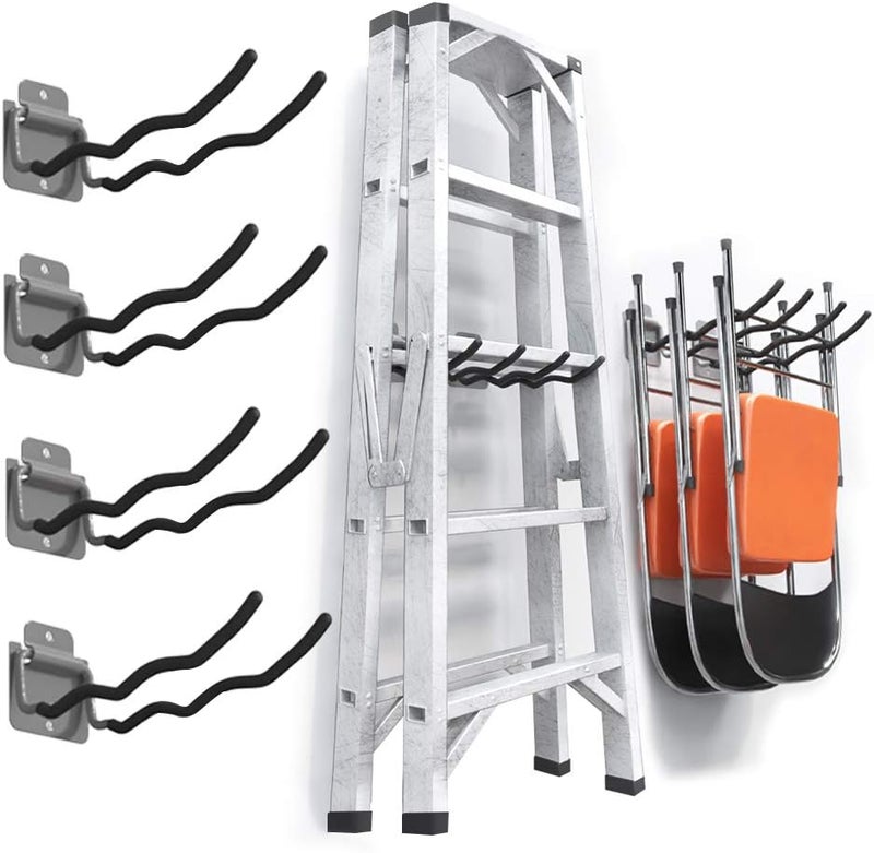 TORACK Garage Hooks Tool Organizer, 4 Pack Heavy Duty Steel 12" Wave Hooks, Wall Mount Garage Storage Utility Hook for Car Tires, Ladder, Chairs, Power Tools, Garden Tools - Image 1