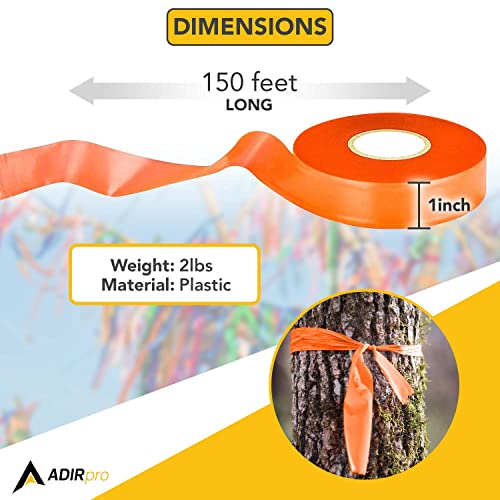 AdirPro 12 Pack Fluorescent Flagging Tape - Multipurpose Neon Marking Tape - Great Visual Labeling & Tagging for Home & Workplace Use (Fluorescent Orange, 150 feet) - Image 2