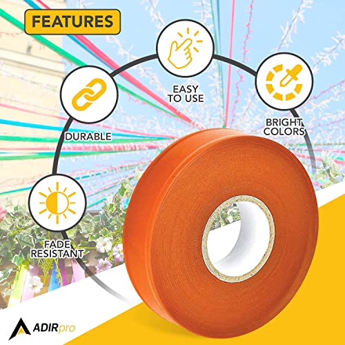 AdirPro 12 Pack Fluorescent Flagging Tape - Multipurpose Neon Marking Tape - Great Visual Labeling & Tagging for Home & Workplace Use (Fluorescent Orange, 150 feet) - Image 4