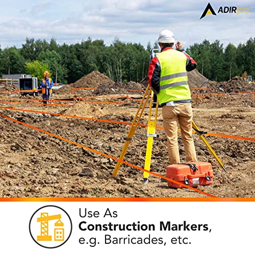 AdirPro 12 Pack Fluorescent Flagging Tape - Multipurpose Neon Marking Tape - Great Visual Labeling & Tagging for Home & Workplace Use (Fluorescent Orange, 150 feet) - Image 5