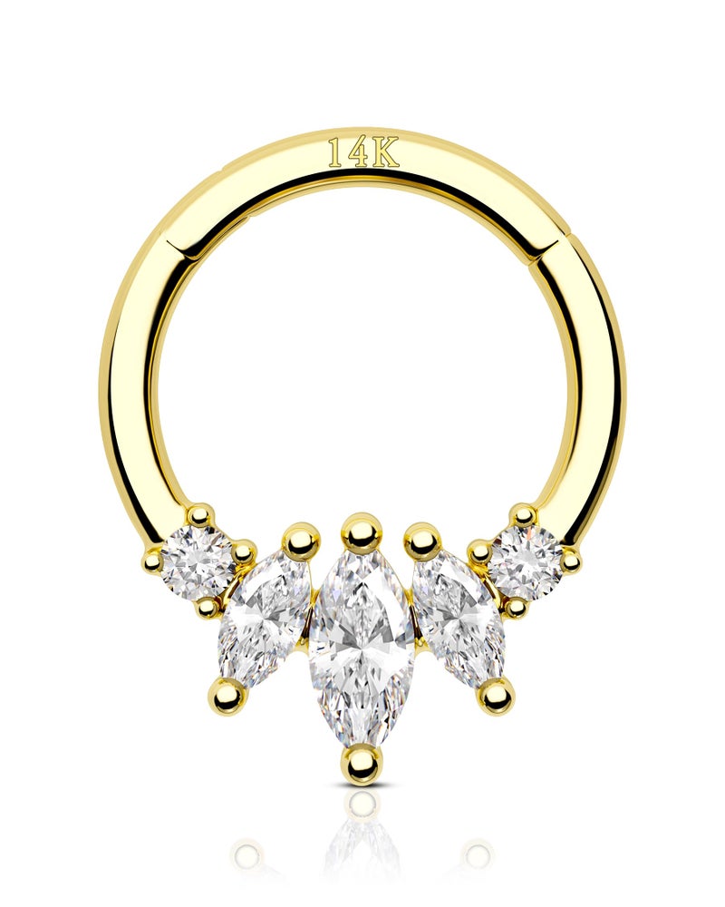 COCHARM 14K Gold Septum Rings 14K Yellow Gold Septum Piercing Jewelry 16g Septum Clicker 14kt Real Gold Daith Earrings Solid Gold Daith Piercing 8mm 14K Gold Daith Jewelry for Women Men - Image 1
