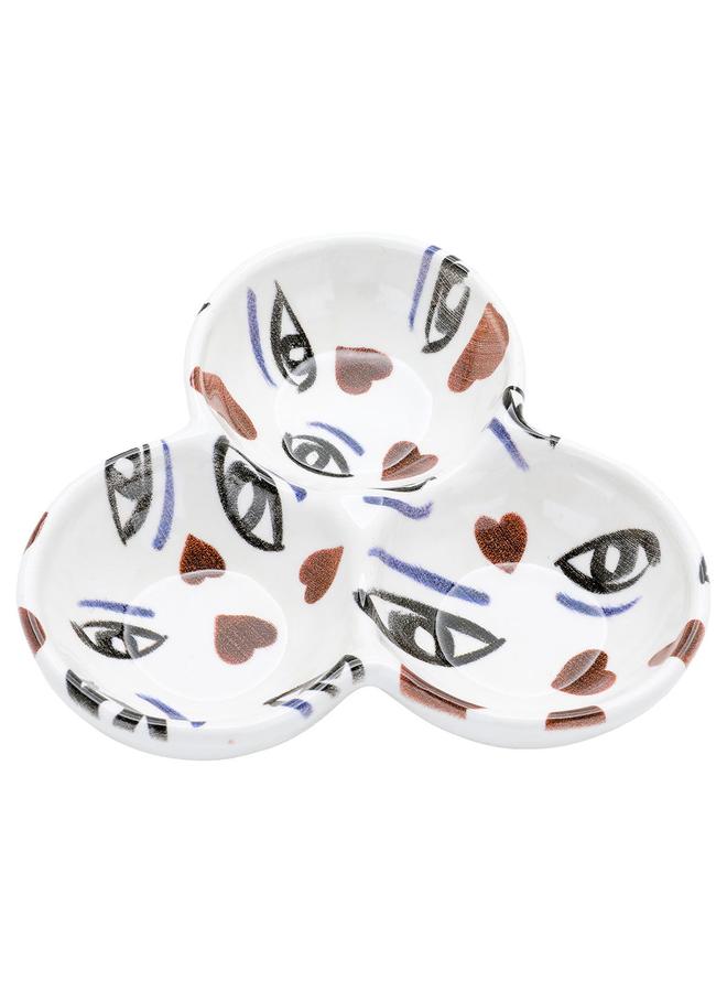 السيف  طبق تقديم بورسلين دائري بثلاثة أقسام ملون - Image 2