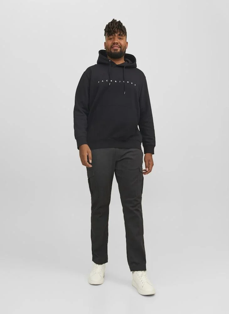 JACK & JONES Plus Size Graphic Print Pull Over Hoodie