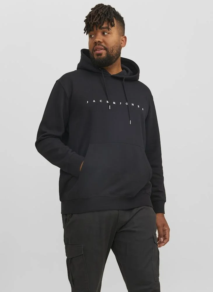 JACK & JONES Plus Size Graphic Print Pull Over Hoodie