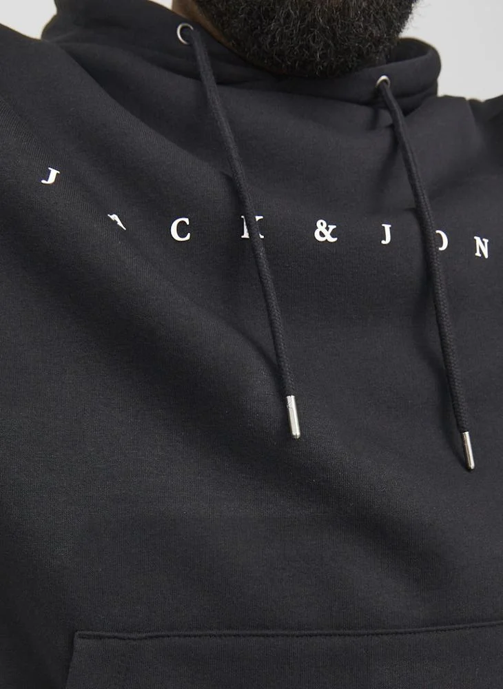 JACK & JONES Plus Size Graphic Print Pull Over Hoodie