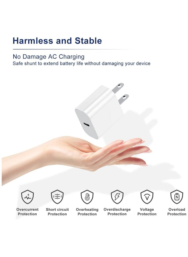 2Pack 20W USB C Fast Charging and 2M USB C to C Cable Cord, Type C Wall Plug Power Adapter for iPad Pro 2022/2021/2020/2018,12.9/11/10.9 inch,iPad Air 4/5th - Image 5