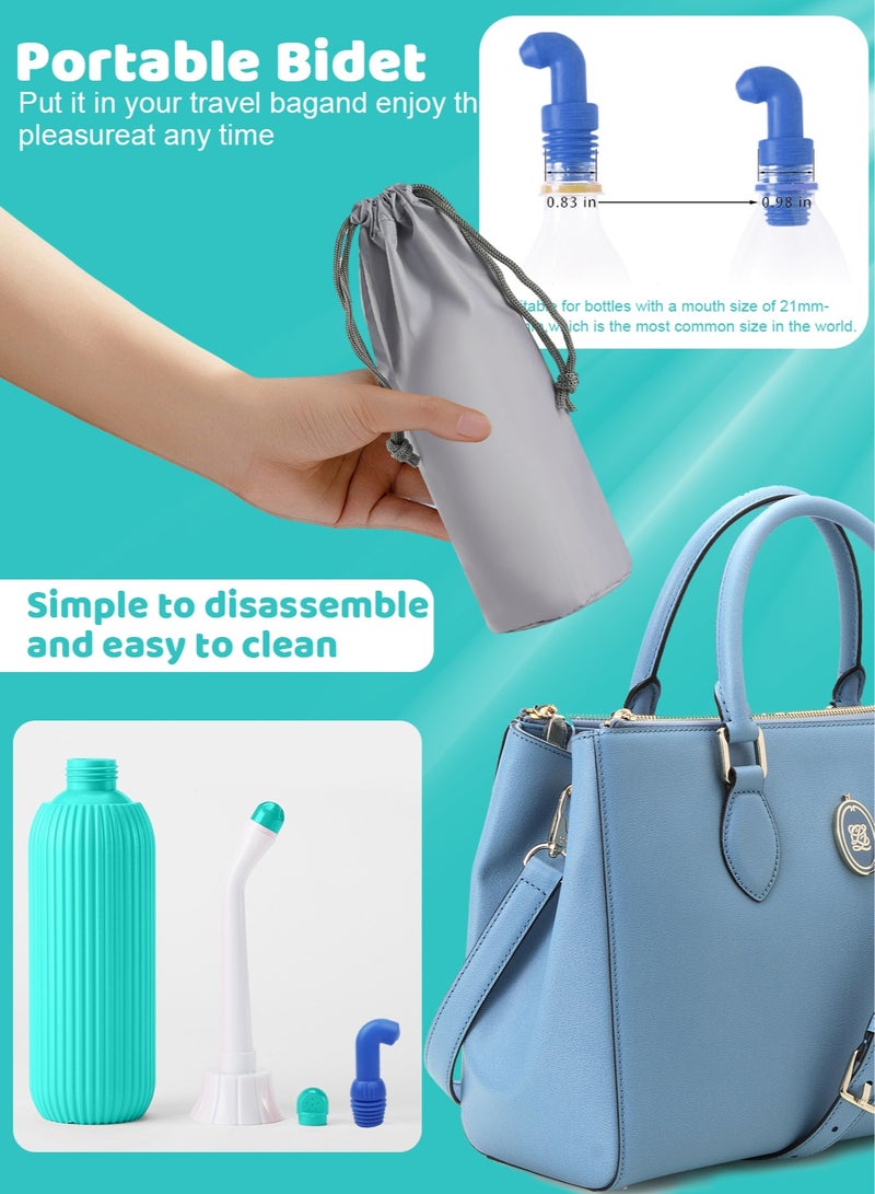 HomarKet Portable Travel Bidet with Three Nozzles for Toilet Handheld Postpartum Perineal Cleansing Childbirth Cleaner - for Outdoor,Camping,Travling,Personal Hygiene, with Travel Bag, 500 ml Capacit - Image 2