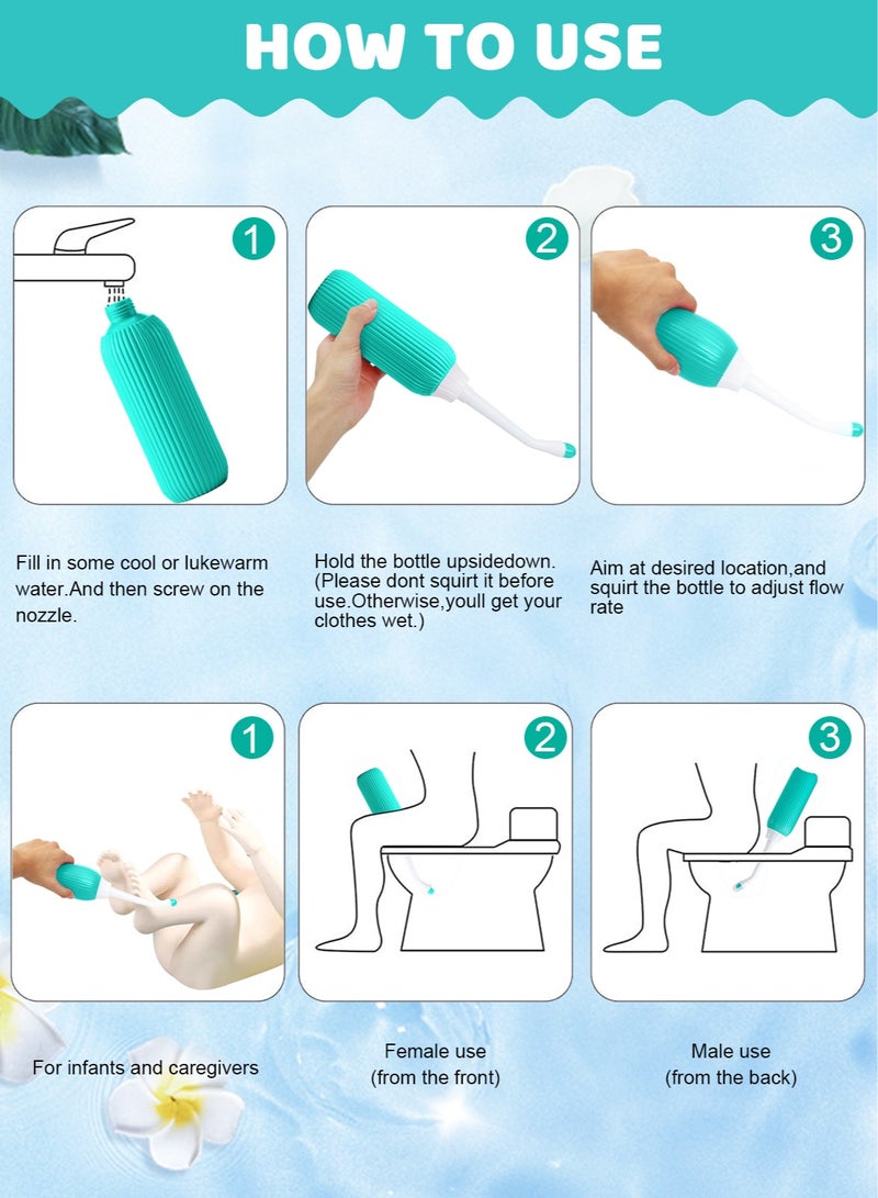 HomarKet Portable Travel Bidet with Three Nozzles for Toilet Handheld Postpartum Perineal Cleansing Childbirth Cleaner - for Outdoor,Camping,Travling,Personal Hygiene, with Travel Bag, 500 ml Capacit - Image 3