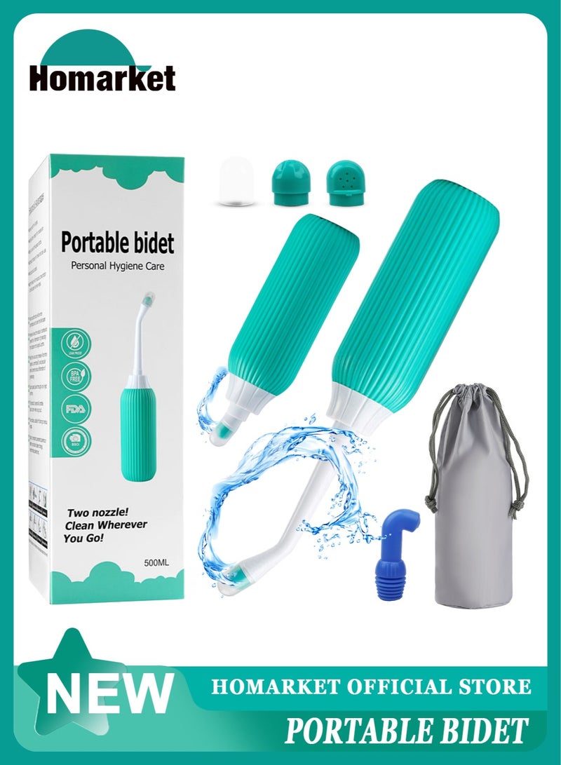 HomarKet Portable Travel Bidet with Three Nozzles for Toilet Handheld Postpartum Perineal Cleansing Childbirth Cleaner - for Outdoor,Camping,Travling,Personal Hygiene, with Travel Bag, 500 ml Capacit - Image 1