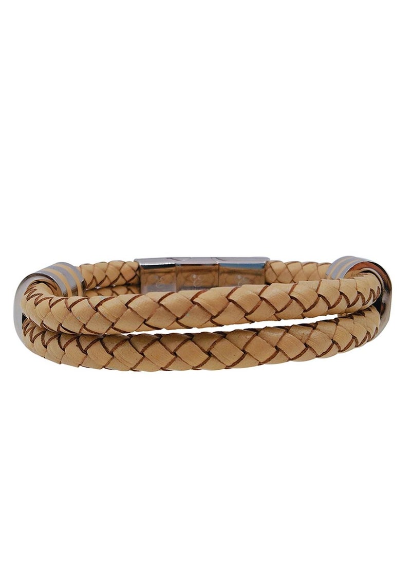 Elementesse Jewellery Adjustable Band Steel Leather Bracelet For Mens - Image 1