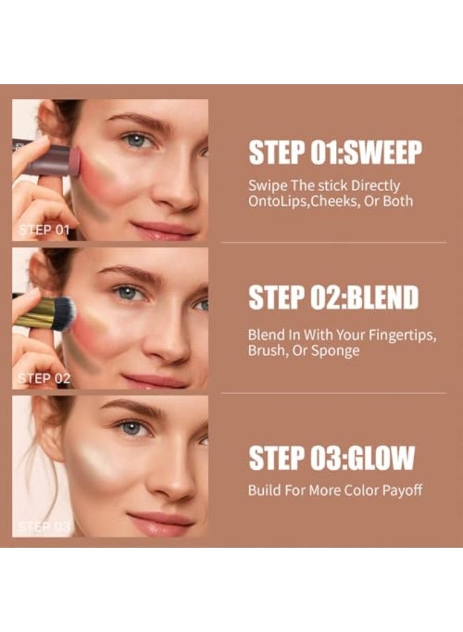 HelloKiss 3Set Contouring Stick Set: Blush Bronzer Highlighter Trio for Natural Makeup, Long-Lasting & Travel-Friendly | Ideal for Middle Eastern Climate (Set-B, Standard) - Image 4