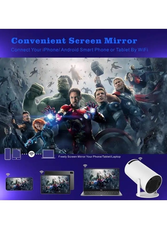 Shopit - Smart Mini Projector 4K 5G WiFi Big Screen Experience with Premium 360 Sound Bluetooth 5.0 Movie Projector Compatible with Android iOS Windows TV Stick HDMI USB Audio 3.5 - Image 1