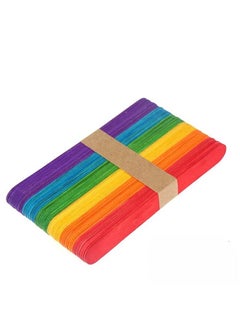 Lavish 50-Piece Colorful Natural Wooden Popsicle Sticks For DIY Hand Art Crafts Size 150x20x2mm  - Image 1