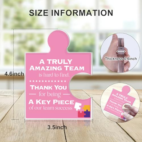 Yigaue Teams Thank You Appreciation Gifts for Women, Teamwork Gift Best Team Ever Gifts for Coworkers Colleagues Employees, a Truly Amazing Team Is Hard to Find Acrylic Puzzle Piece Plaque Office Decor - Image 2