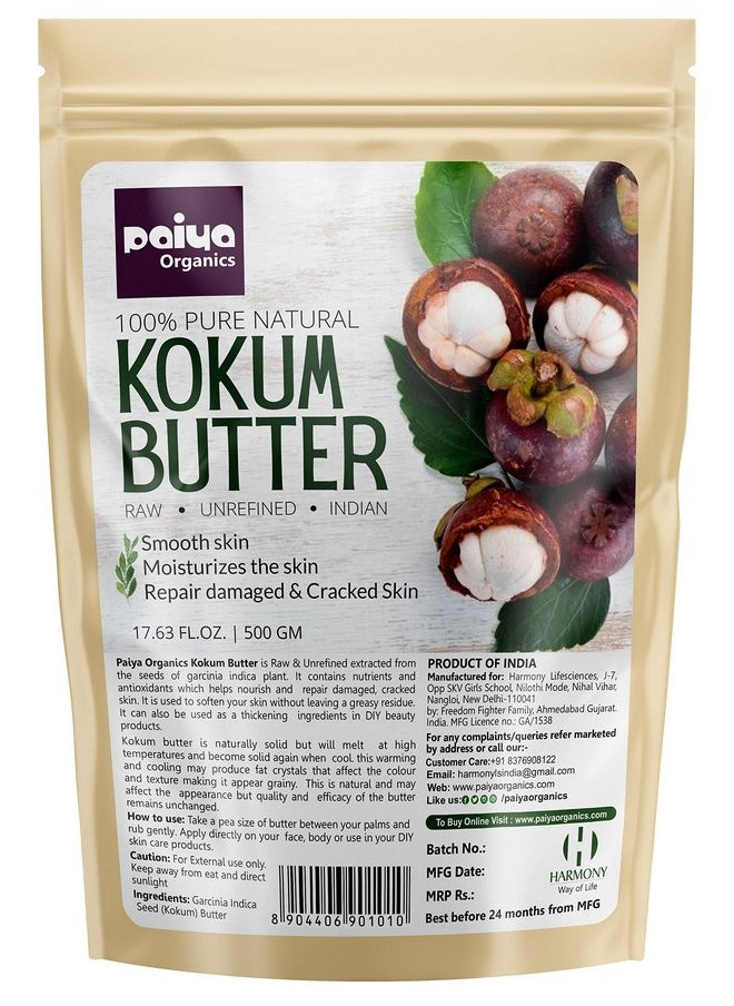 Paiya Organics Paiya Organics 100% Pure Natural 500gm Kokum Butter Raw | Unrefined | Indian Great For Moisturized Skin,Nourishing Hair, Stretch Mark, Sunburn,DIY Product  - Image 1