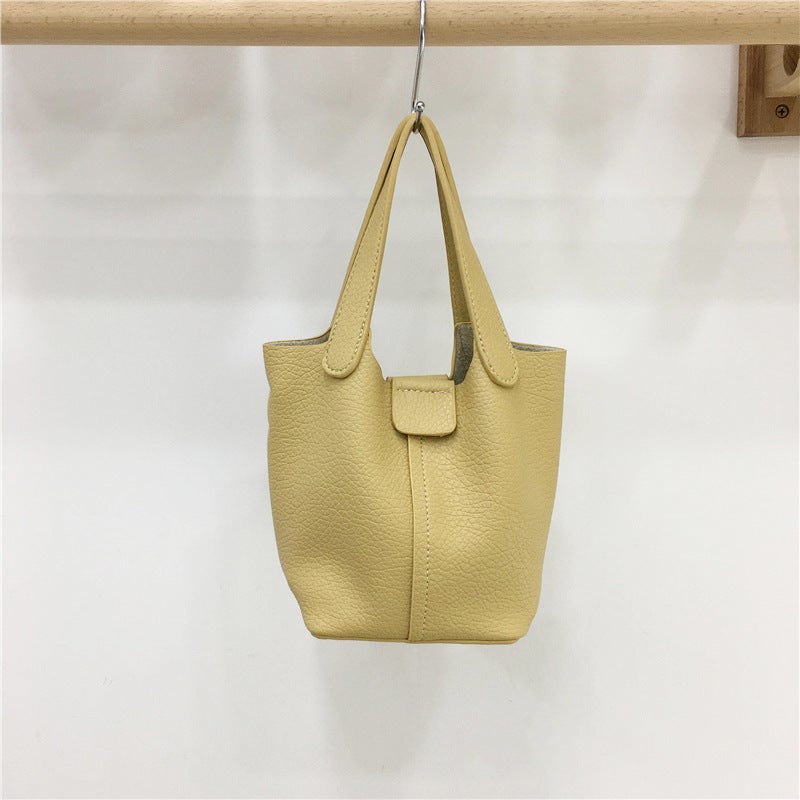 2024 Korean Fashion Basket Handbag Soft Shoulder Crossbody Bucket Bag - Image 2
