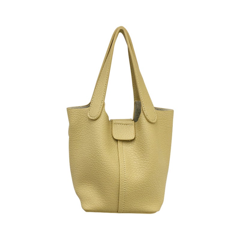 2024 Korean Fashion Basket Handbag Soft Shoulder Crossbody Bucket Bag - Image 5